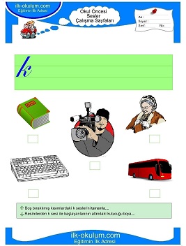 Çocuklar İçin K Sesi Çalışma Sayfaları 